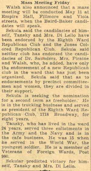Camden Courier-Post, May 7, 1934 — Rival Candidates Enter Baird's Fold, panel 3