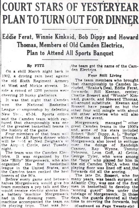 Camden Courier-Post April 8, 1942 — Court Stars of Yesteryear Plan to Turn Out for Dinner