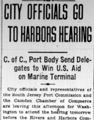 City Officials Go to Harbors Hearing, Camden Courier-Post, February 15, 1928