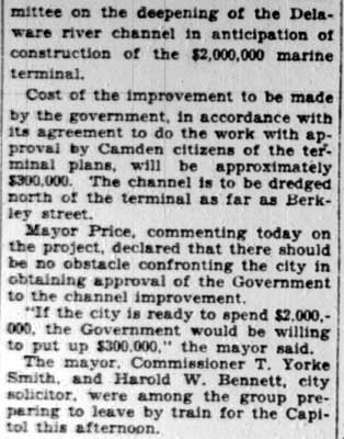 City Officials Go to Harbors Hearing continued, Camden Courier-Post, February 15, 1928