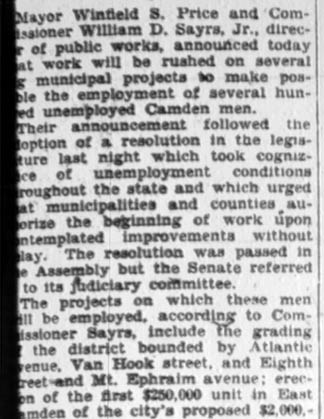 Winfield S. Price and William D. Sayrs, Camden Courier-Post, February 29, 1928