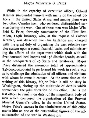 Winfield Scott Price portrait, History of Camden County in the Great War 1917-1918