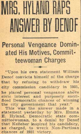 Camden Courier-Post, May 11, 1934 — Mrs. Hyland Raps Answer by Denof