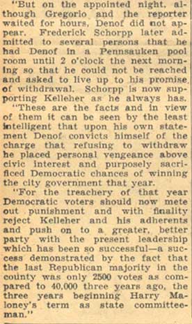 Camden Courier-Post, May 11, 1934 — Mrs. Hyland Raps Answer by Denof, continued