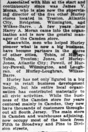 Camden Courier-Post, January 30, 1928 — Hurley Store Nears 38th Anniversary, page 2