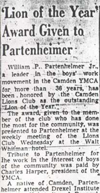 'Lion of the Year' Award Given to Partenheimer — Camden Courier-Post, June 1, 1950