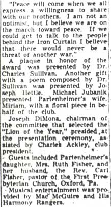 'Lion of the Year' Award Given to Partenheimer — Camden Courier-Post, June 1, 1950 (continued)