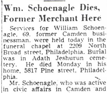 Obituary for William Schoenagle, part 1