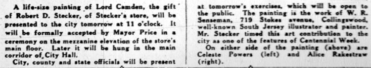 Camden Courier-Post masthead strip, February 17, 1928