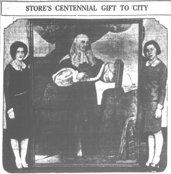 Store's Centennial Gift to City — Lord Camden portrait presentation at Stecker Store