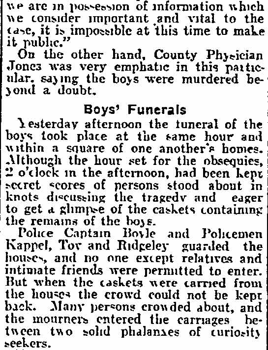 Philadelphia Inquirer, October 7, 1902 — Boys' Funerals