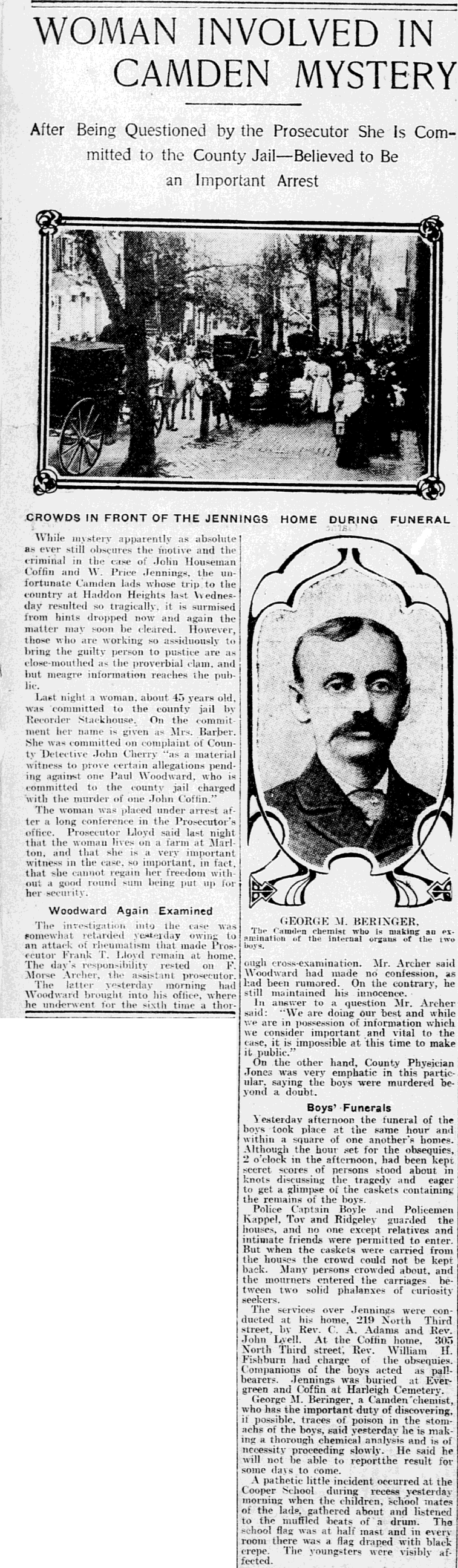 Philadelphia Inquirer, October 7, 1902 — Woman Involved in Camden Mystery
