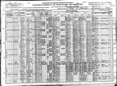1920 Census — Rabbi Riff boarding at 1112 Baring Street, Camden