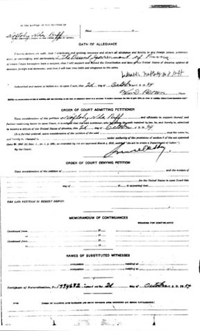 Rabbi Naftoly Riff — Petition for Naturalization, March 4, 1924, page 2