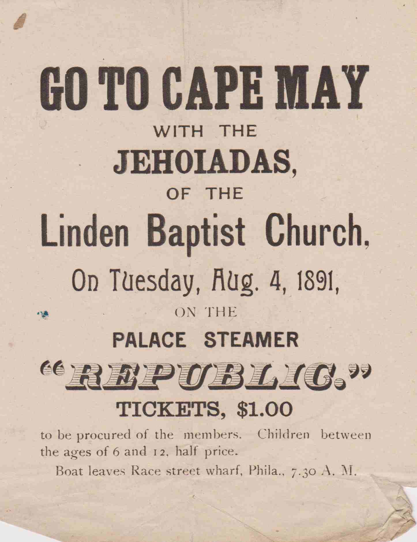Linden Baptist Church, August 4, 1891