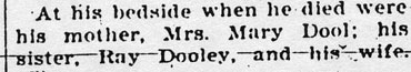 Johnny Dooley obituary, Variety, June 13, 1928, page 3
