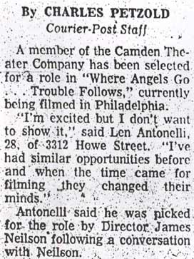 Camden Courier-Post article about Len Antonelli, July 21, 1967 — part 1