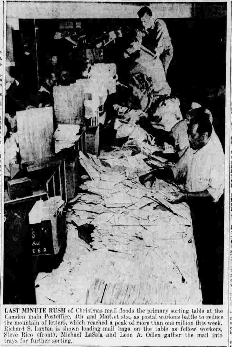 Camden Courier-Post, December 22, 1956, featuring Richard S. Laxton, Michael LaSala, Leon A. Odlen, and Steve Ricco