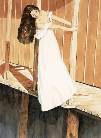 Girl on A Dock — painting by Judy Swerlick