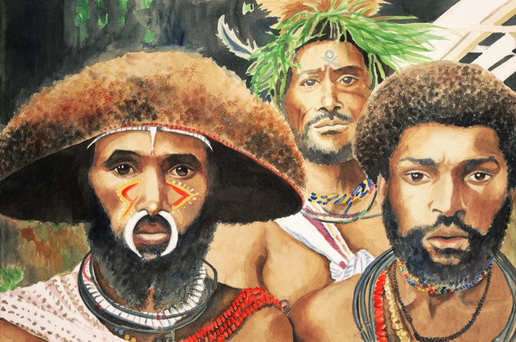 Men From New Guinea — painting by Judy Swerlick
