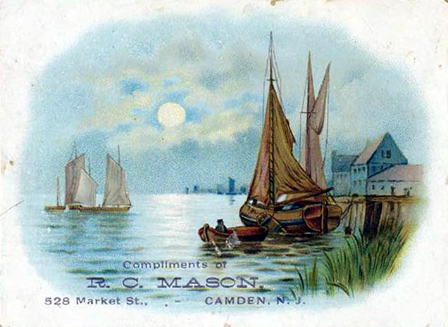 R.C. Mason advertising trade card (front)