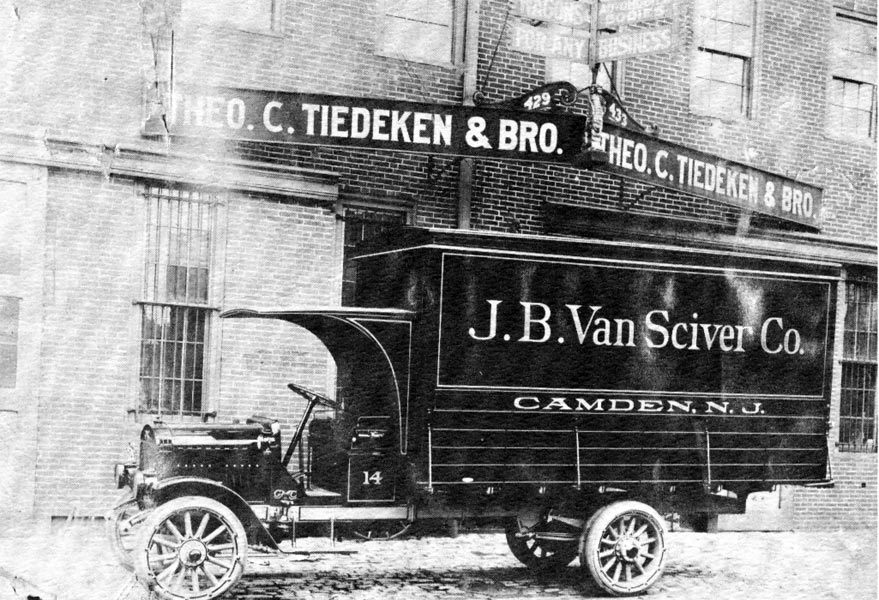 Tiedeken Brothers wagon outside Van Sciver