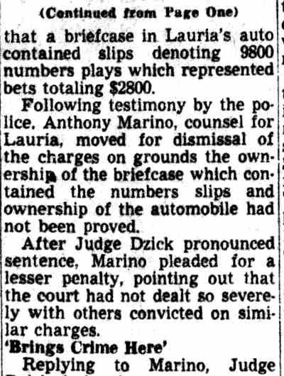 Man Fined $1000, Jailed 2 Mo. in Numbers Case - Camden Courier-Post, February 26, 1952