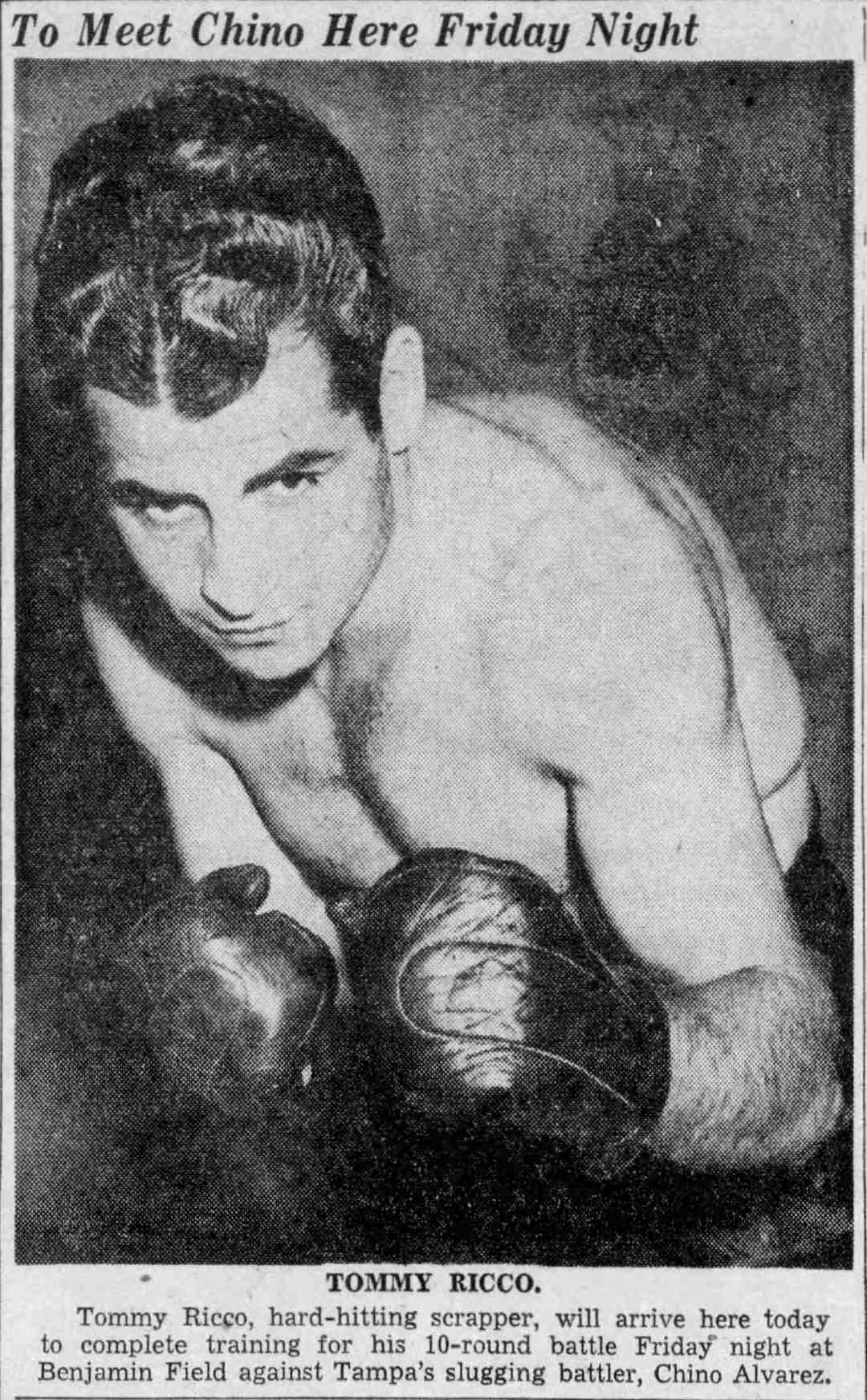 Tommy Ricco, Camden featherweight, circa 1939