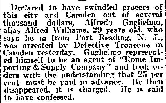 Philadelphia Inquirer, January 19, 1916 — Troncone clipping