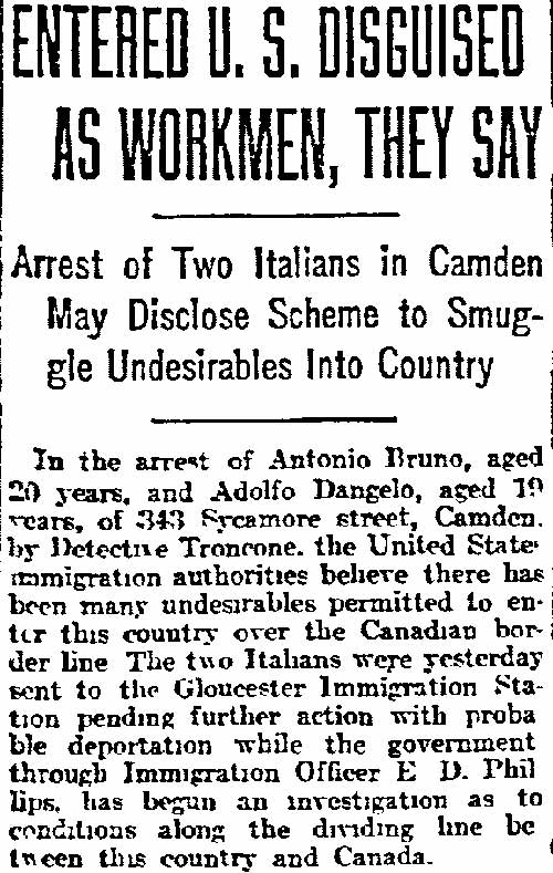 Philadelphia Inquirer, January 31, 1915 — Troncone clipping, part 1