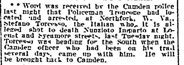Philadelphia Inquirer, February 4, 1912 — Troncone clipping