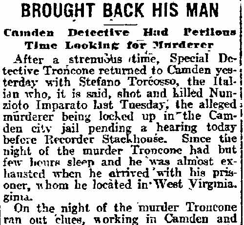 Philadelphia Inquirer, February 5, 1912 — Brought Back His Man, page 1