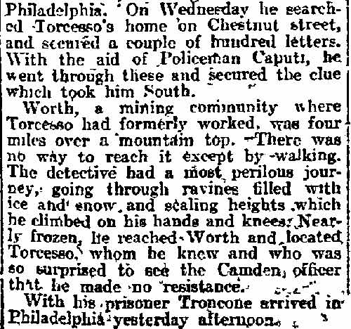 Philadelphia Inquirer, February 5, 1912 — Brought Back His Man, page 2