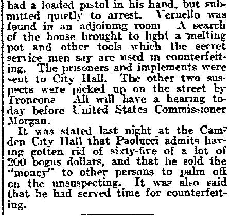 Philadelphia Inquirer, May 6, 1911 — Troncone clipping, part 4