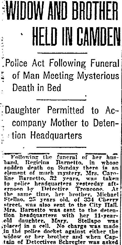 Philadelphia Inquirer, November 26, 1919 — article related to Fiore Troncone, part 1