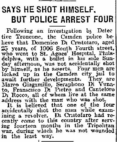 Philadelphia Inquirer, December 9, 1913 — Troncone clipping