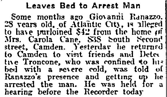 Philadelphia Inquirer, December 14, 1914 — Troncone clipping