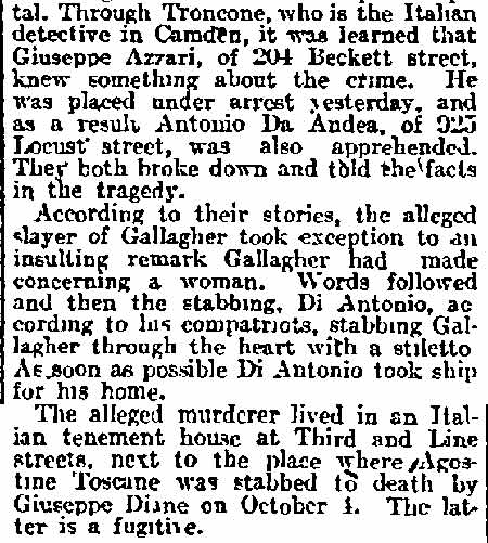 Philadelphia Inquirer, December 25, 1912 — Troncone clipping, part 2