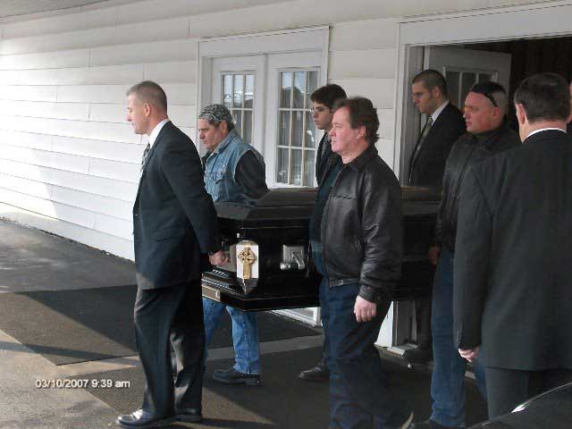 Leaving the funeral home