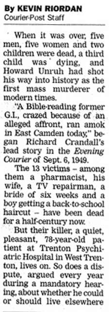 East Camden's 'Walk of Death' as Nation's First Mass Killing - Camden Courier-Post - August 22, 1999
