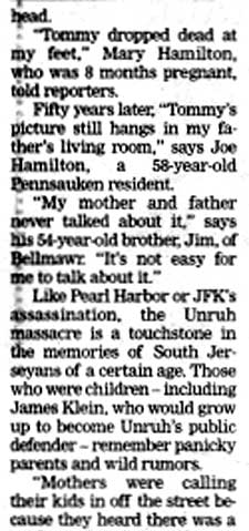 East Camden's 'Walk of Death' as Nation's First Mass Killing - Camden Courier-Post - August 22, 1999