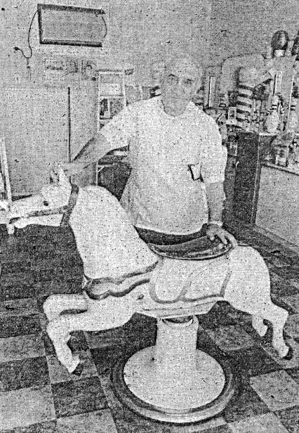 Al Santoro has operated the Barber Shop where Clark Hoover and young Orris Smith were killed. Santoro has kept the hobby horse Smith was on when he was shot. Camden Courier-Post. September 7, 1974.