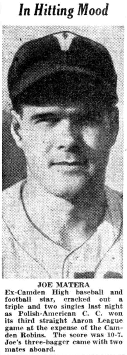 Joe Matera — In Hitting Mood, Camden Courier-Post July 23, 1941