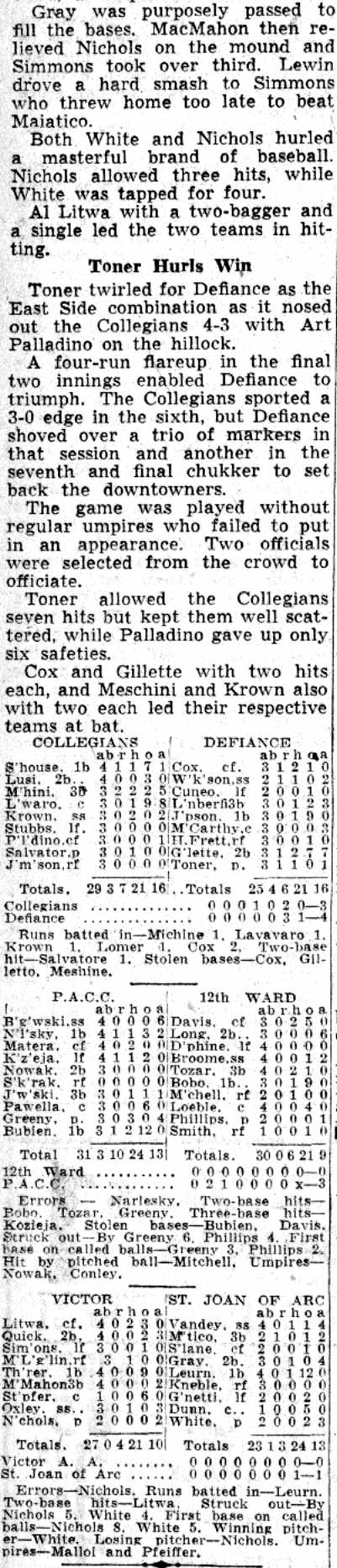Box scores — Camden Courier-Post July 30, 1941