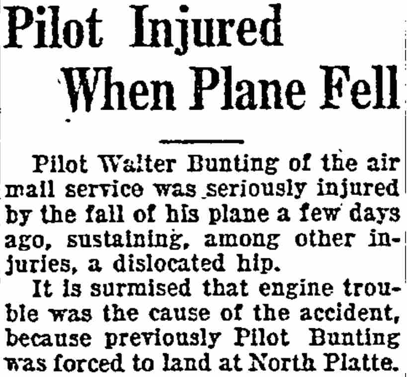 Pilot Injured When Plane Fell, Wyoming State Tribune, December 29, 1920
