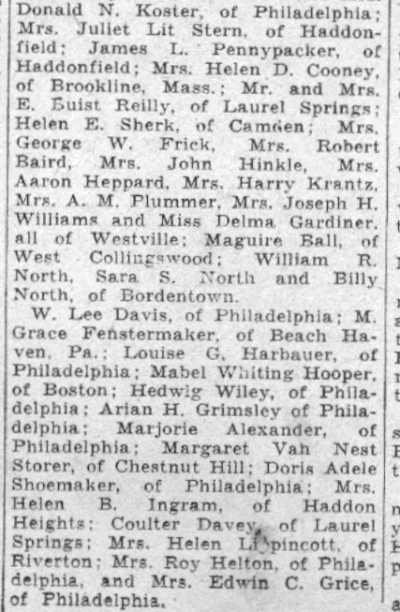 Whitman article attendee list, continued