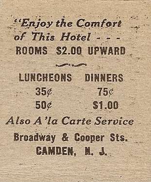 Hotel Walt Whitman matchbook