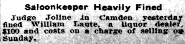 Philadelphia Inquirer clipping: Saloonkeeper Heavily Fined, February 15, 1908