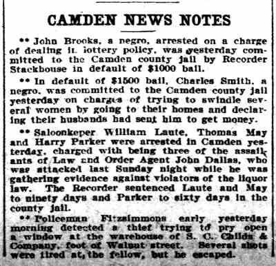 Philadelphia Inquirer clipping: Camden News Notes, February 23, 1906