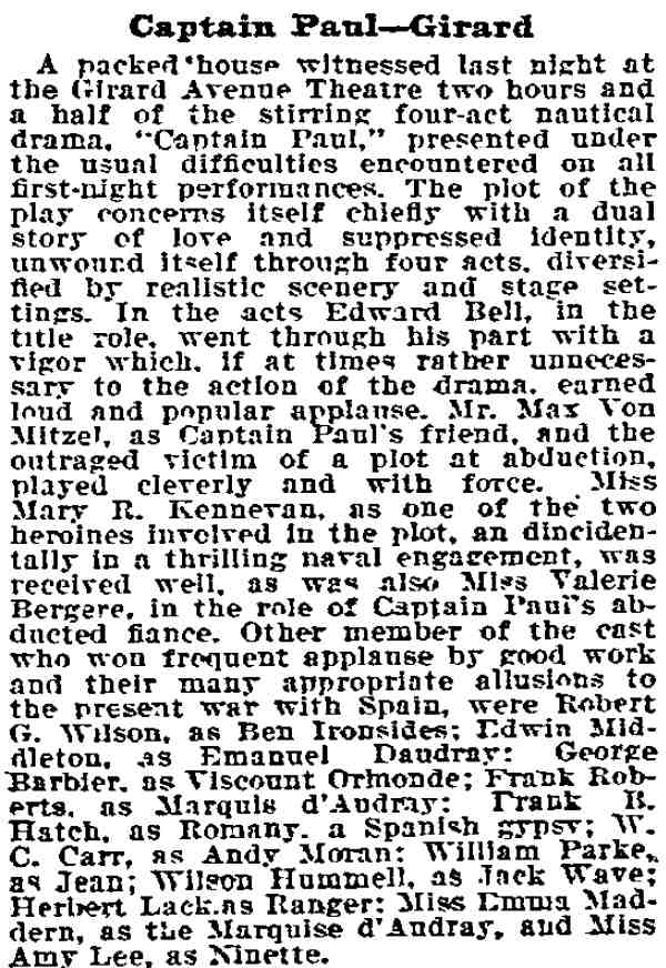 Philadelphia Inquirer, June 10, 1898